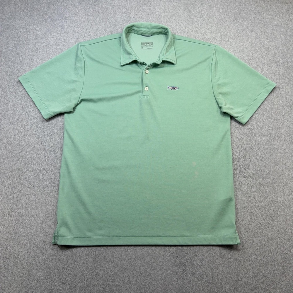 Patagonia Sun Shade Polo Shirt Mens Medium Green Tarpon Fitz Roy Outdoor Casual